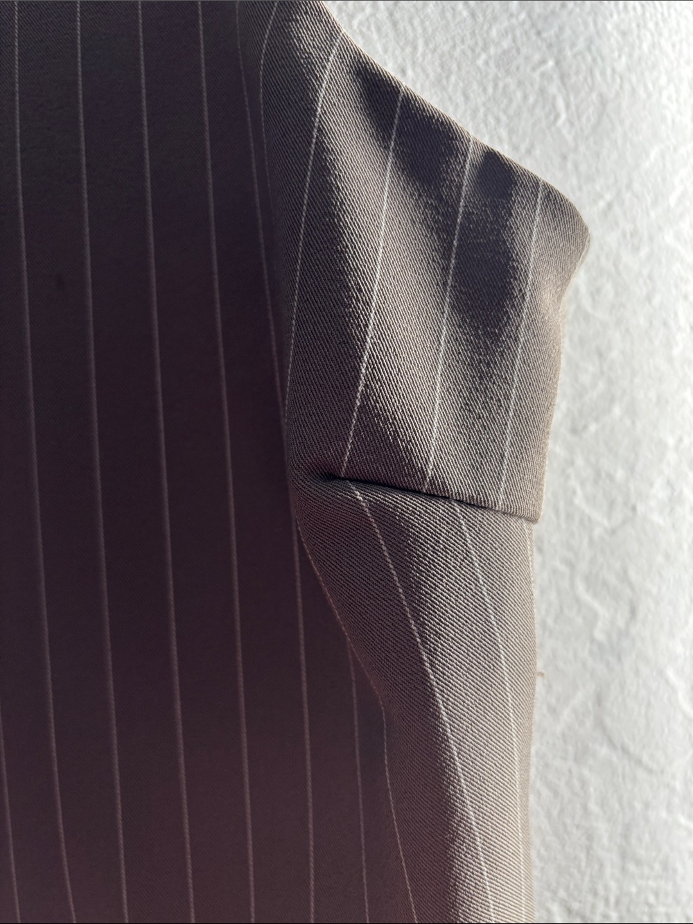 Sweet Rain Taupe Pinstripe Tailored Vest - Picture 4 of 6